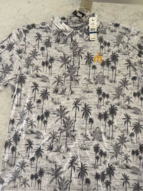 Tommy Bahama seattle mariners White and Gray Palm Print Polo